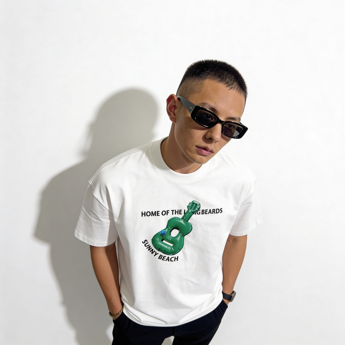 RINO7 Sunny Beach Graphic Printed Regular Fit T-Shirt